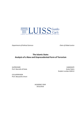 The Islamic State: Analysis of a New and Unprecedented Form of Terrorism