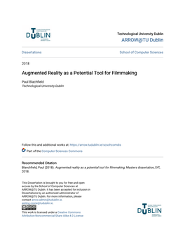 Augmented Reality As a Potential Tool for Filmmaking