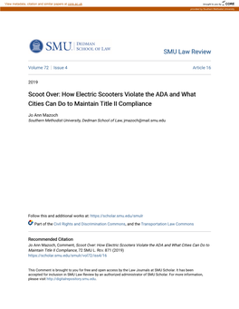 How Electric Scooters Violate the ADA and What Cities Can Do to Maintain Title II Compliance