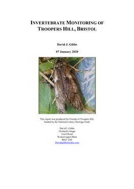 Gibbs, D.J (2019). Invertebrate Monitoring of Troopers Hill, Bristol