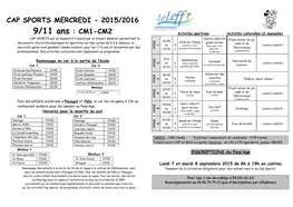 Cap Sports Mercredi - 2015/2016