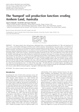 The `Humped' Soil Production Function: Eroding Arnhem Land