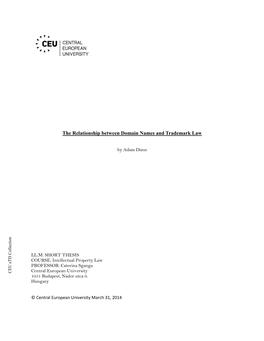 The Relationship Between Domain Names and Trademarks in the Context of of Context the in Trademarks and Names Domain Between Relationship the Ing ‟ Trademarks