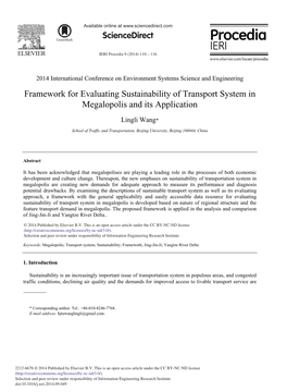 Framework for Evaluating Sustainability of Transport System in Megalopolis and Its Application