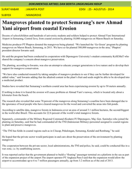 Mangroves Planted to Protect Semarang's New Ahmad Yani