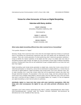 A Forum on Digital Storytelling