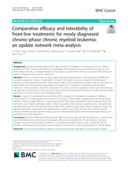 Comparative Efficacy and Tolerability of Front-Line