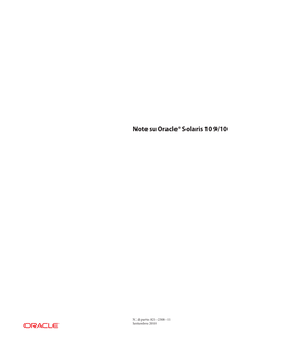 Note Su Oracle Solaris 10 9/10 • Settembre 2010 Indice