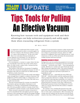 Tips, Tools for Pulling an Effective Vacuum