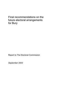 Final Recommendations on the Future Electoral Arrangements for Bury