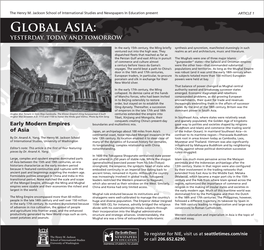 Global Asia: YESTERDAY, TODAY and TOMORROW