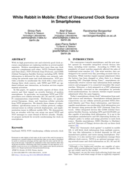 SPSM'16 ~ White Rabbit in Mobile: Effect of Unsecured Clock Source In