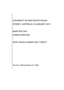 UNSW Gandhi Oration Michaelkirby