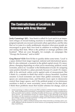 The Contradictions of Localism: an Interview with Greg Sharzer Jordy Cummings