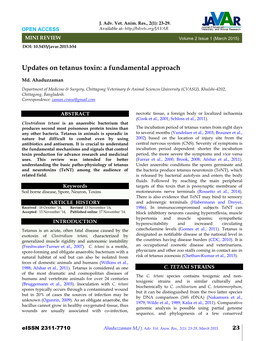 Updates on Tetanus Toxin: a Fundamental Approach