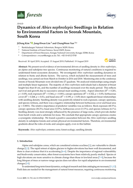 Dynamics of Abies Nephrolepis Seedlings in Relation to Environmental Factors in Seorak Mountain, South Korea