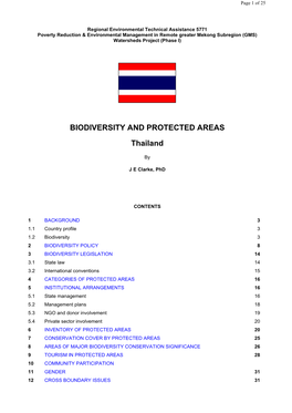 BIODIVERSITY and PROTECTED AREAS Thailand