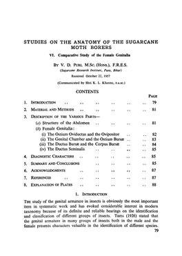 Studies on the Anatomy of the Sugarcane Moth Borers Vi