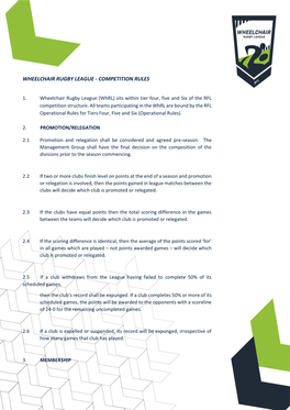 Wheelchair Rugby League - Competition Rules