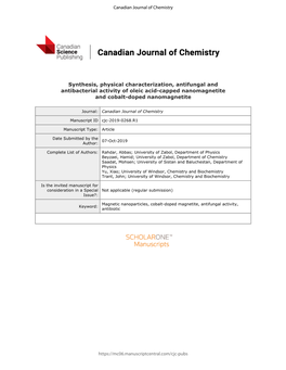 Synthesis, Physical Characterization, Antifungal and Antibacterial Activity of Oleic Acid-Capped Nanomagnetite and Cobalt-Doped Nanomagnetite