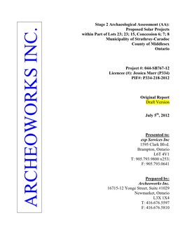 Stages 1-3 Archaeological Assessment Of