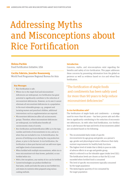 Addressing Myths and Misconceptions About Rice Fortification