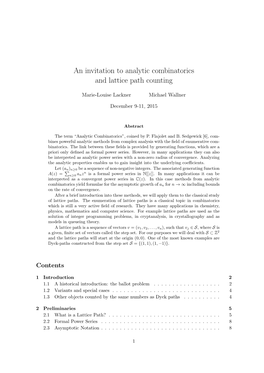 An Invitation to Analytic Combinatorics and Lattice Path Counting