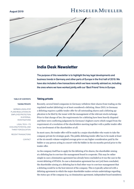 India Desk Newsletter