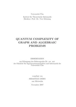 Quantum Complexity of Graph and Algebraic Problems