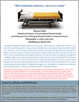 Cultures, Minds and Medicines “Rethinking Mental Health Care”