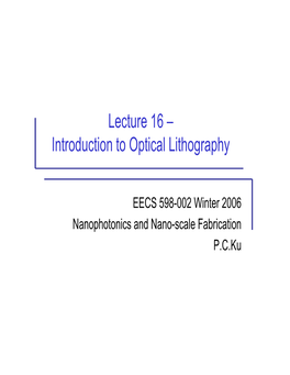 Introduction to Optical Lithography