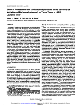 For Tumor Tissue in L1210 Leukemic Mice1