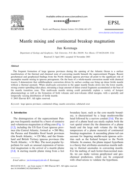 Mantle Mixing and Continental Breakup Magmatism