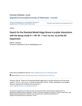 Search for the Standard Model Higgs Boson in P-Pbar Interactions with the Decay Mode H -> W+ W- -> Mu+ Nu Mu- Nu at the D0 Experiment