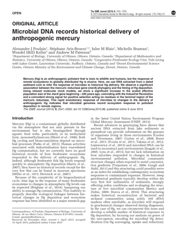 Microbial DNA Records Historical Delivery of Anthropogenic Mercury