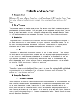 Preterite and Imperfect 1