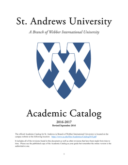 St. Andrews University Academic Catalog