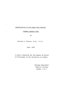 Investigation of the South West England Thermal