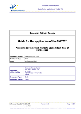 Guide for the Application of the INF TSI