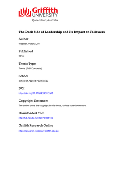 The Dark Side of Leadership and Its Impact on Followers