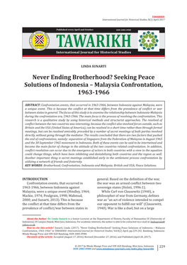 Seeking Peace Solutions of Indonesia – Malaysia Confrontation, 1963-1966
