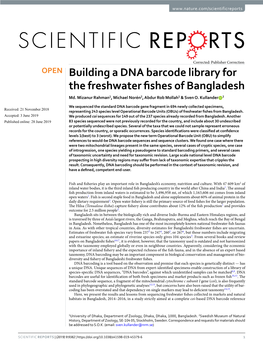 Building a DNA Barcode Library for the Freshwater Fishes of Bangladesh
