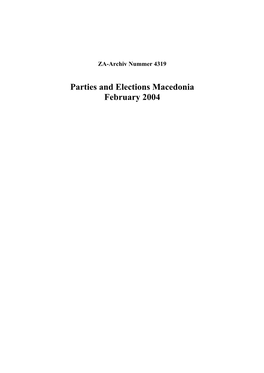 Parties and Elections Macedonia February 2004 ZA4319