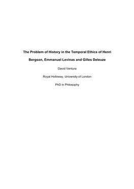 The Problem of History in the Temporal Ethics of Henri Bergson