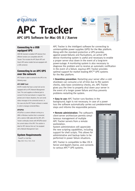 APC Tracker APC UPS Software for Mac OS X / Xserve