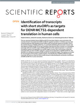 Identification of Transcripts with Short Stuorfs As Targets for DENR