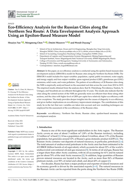 Eco-Efficiency Analysis for the Russian Cities Along the Northern