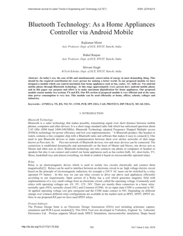 Bluetooth Technology: As a Home Appliances Controller Via Android Mobile