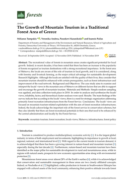 The Growth of Mountain Tourism in a Traditional Forest Area of Greece