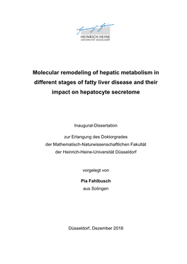 Molecular Remodeling of Hepatic Metabolism in Different Stages of Fatty Liver Disease and Their Impact on Hepatocyte Secretome